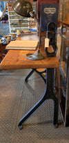 PAIR   Vintage Cast iron Butcher block top Desk and Wrought Cast window w/arch