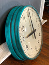 Vintage Simplex 14" Industrial Wall Clock Aqua/Black Battery Converted