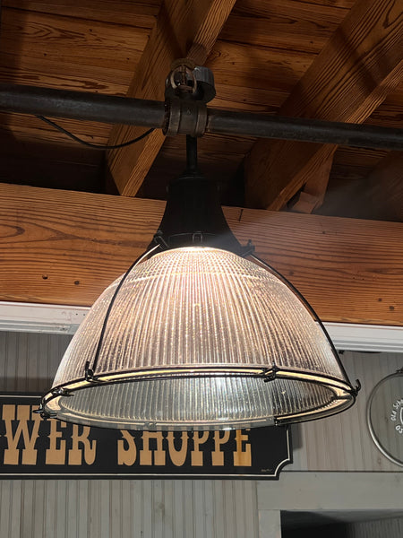 Industrial Glass Large 22” Diameter Holophane Style Light