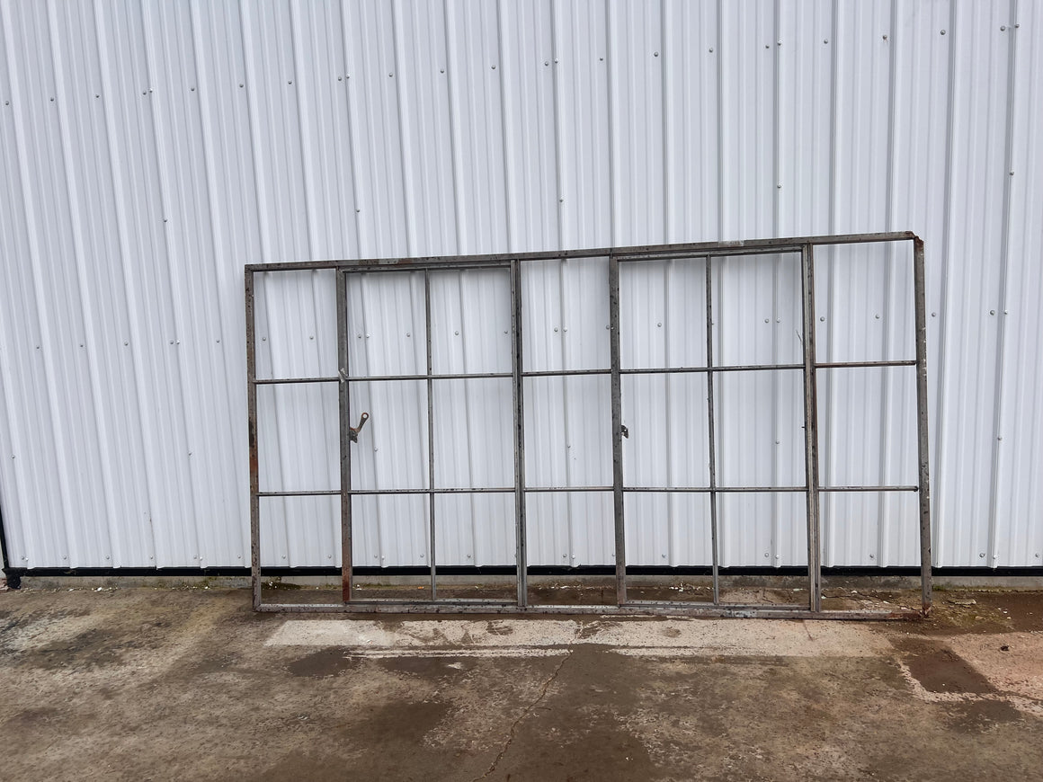 Antique Steel Factory Window W/Double Center Casement Windows