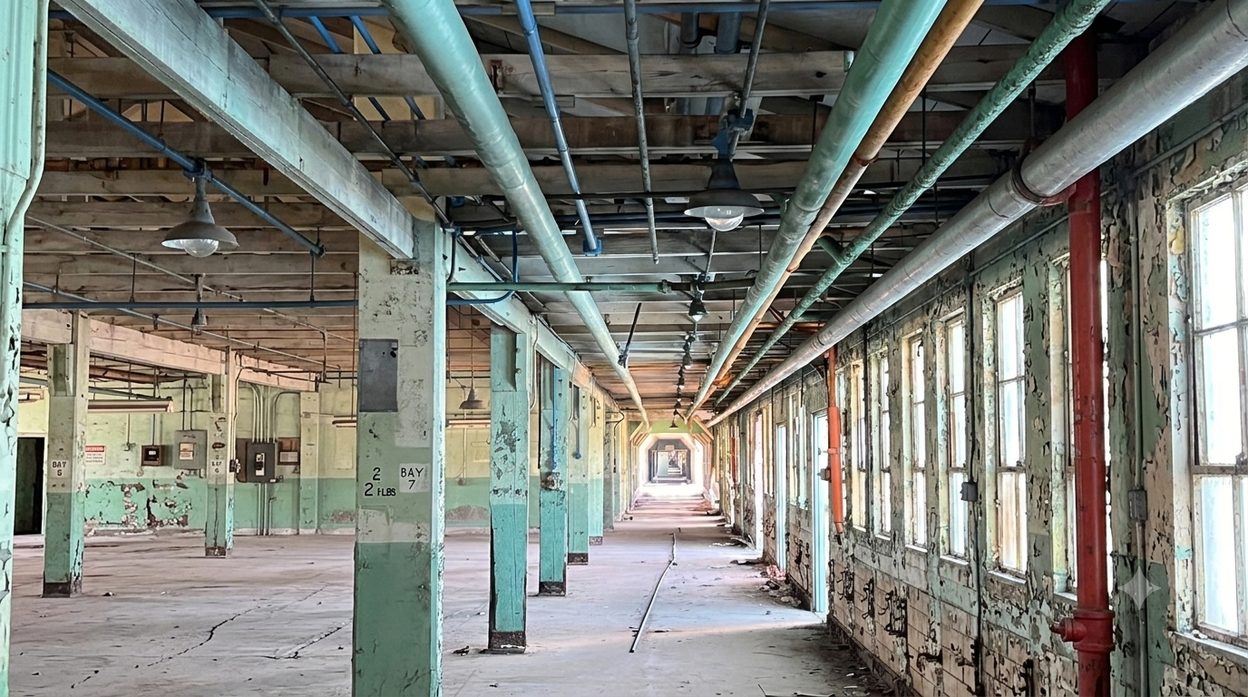 Abandoned architectural salvage, at Old School Warehouse