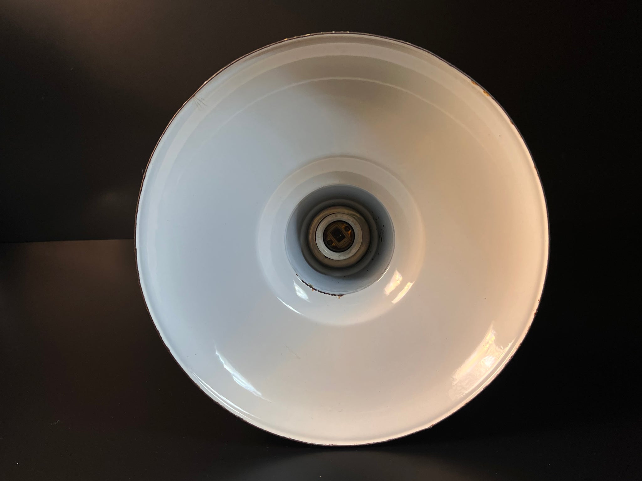 Antique Goodrich Green Porcelain Enamel Barn Light 