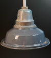 Antique Grey Porcelain Enamel Light Fixture 