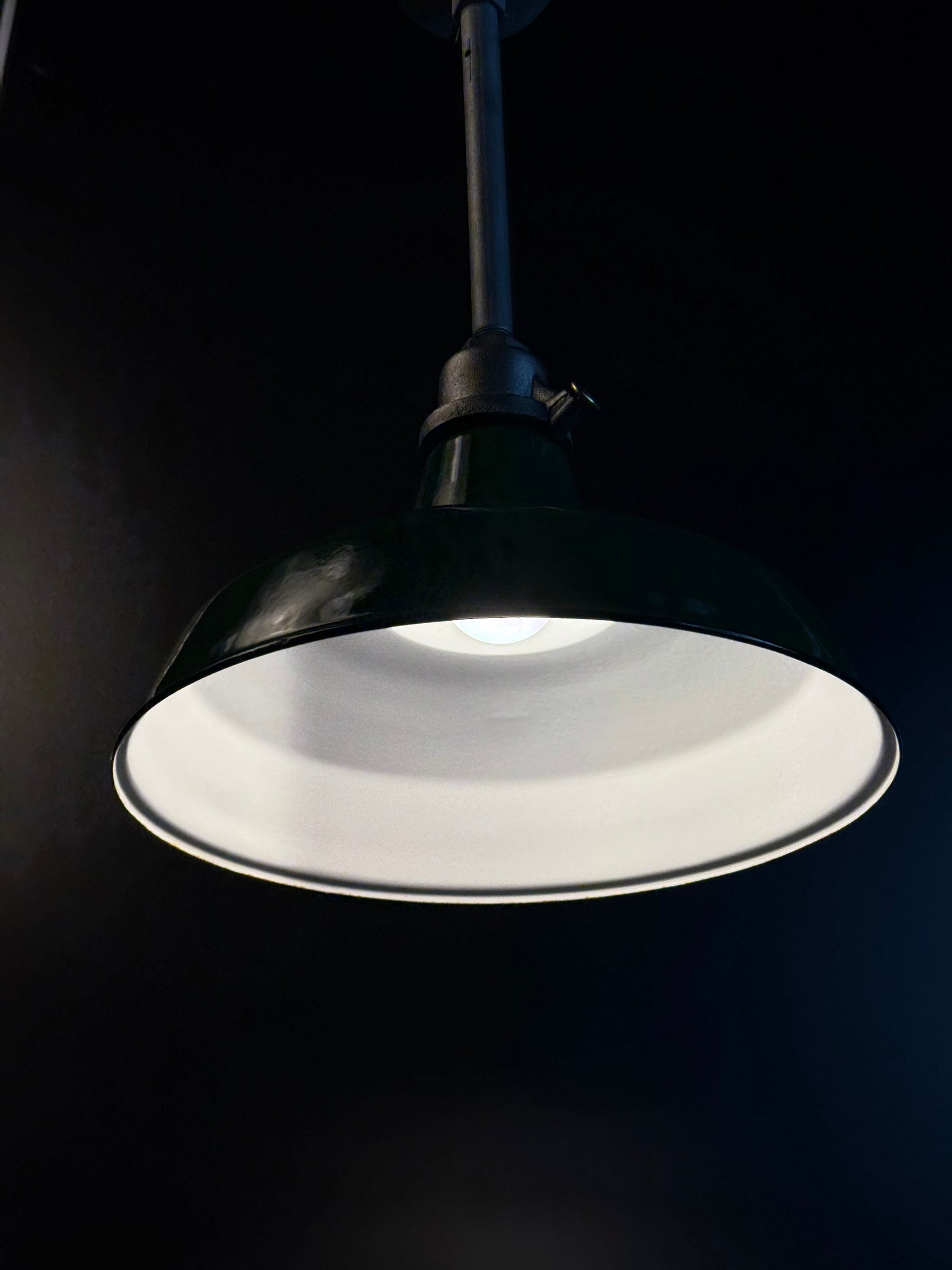 Vintage porcelain enamel barn, light fixture