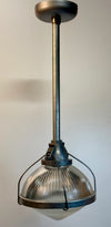 Vintage Modern Holophane 11” Diameter Industrial Cast Aluminum Pendant Light