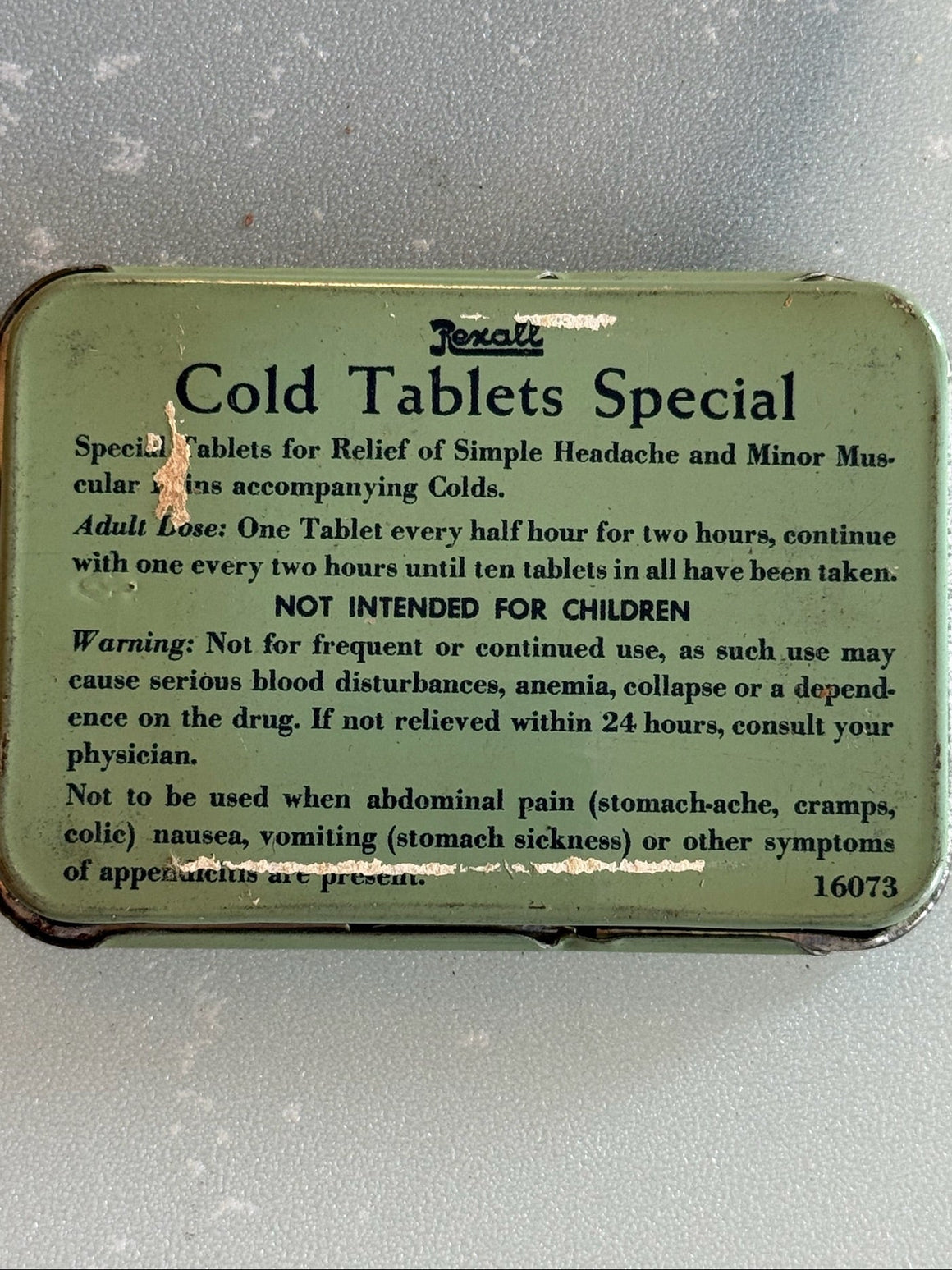 Rexall Cold Tablets Special