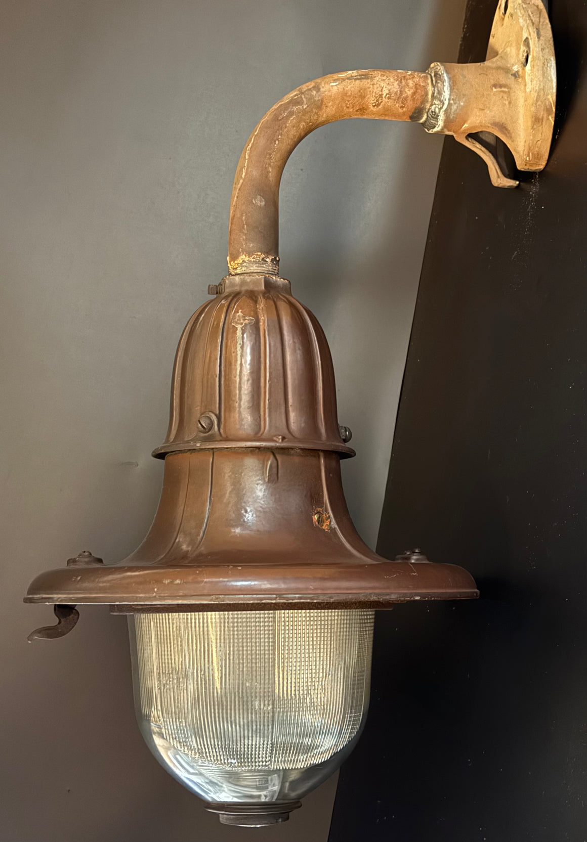 antique holophane street light fixture arm  