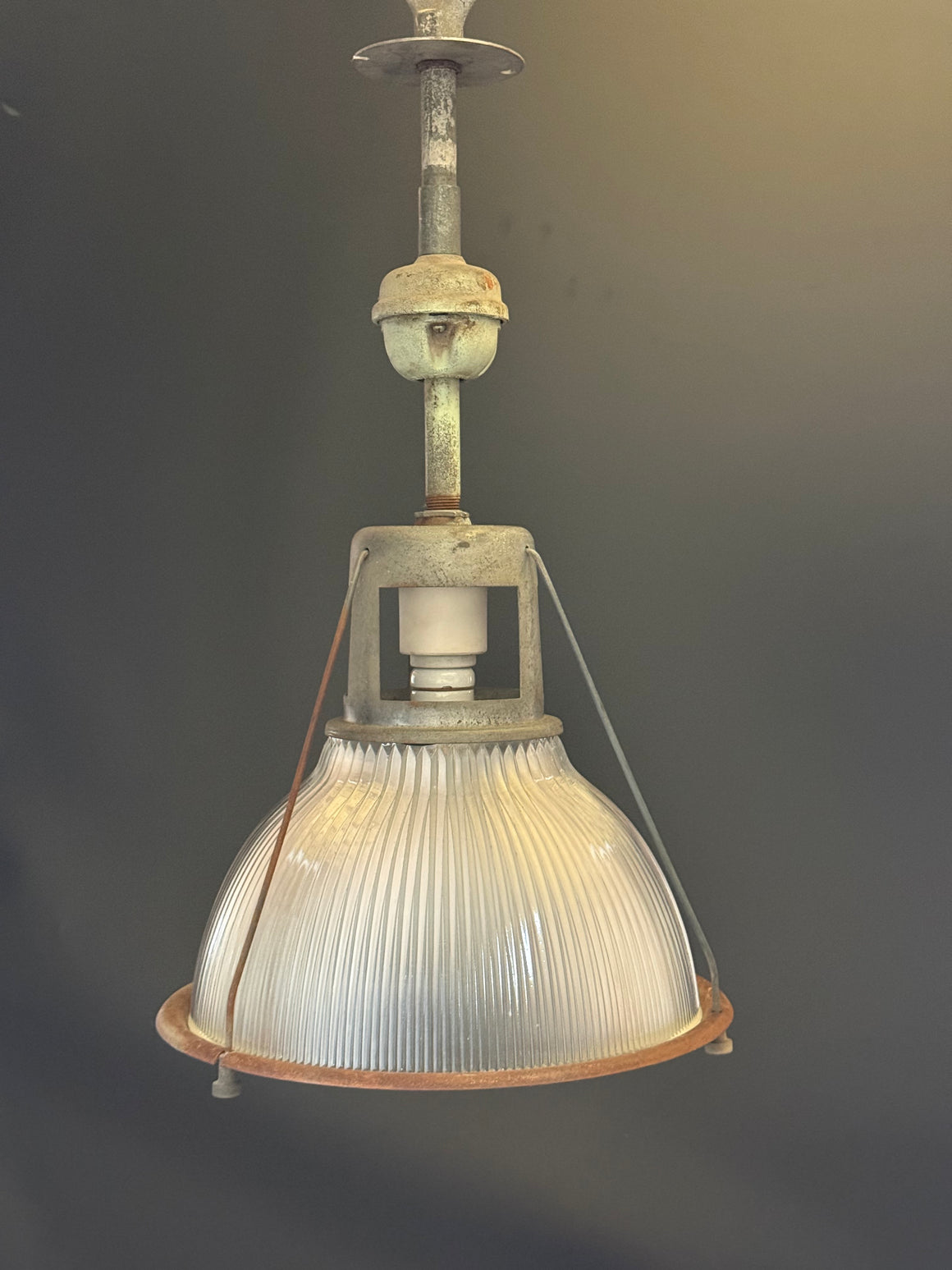 Salvaged Holophane Industrial 682 Light fixture pendant