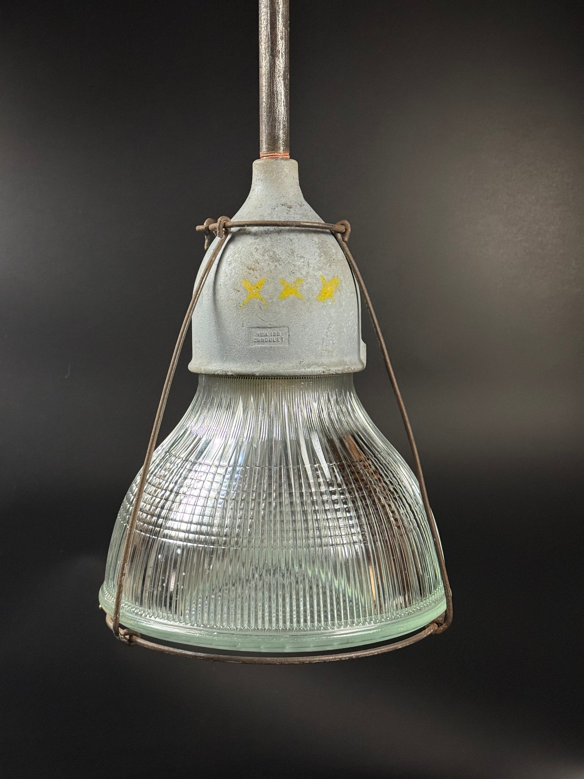 Vintage Crouse Hinds Holophane Light Fixture Pendant