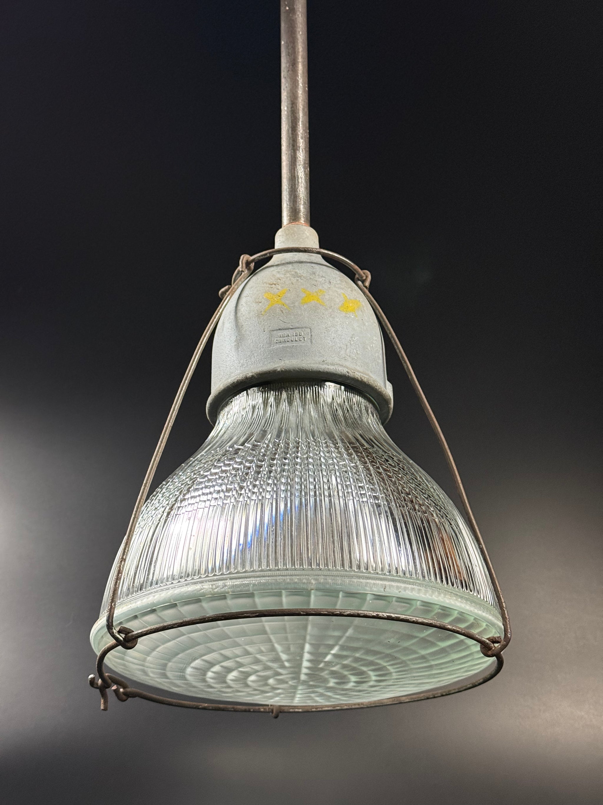 Vintage Crouse Hinds Holophane Light Fixture Pendant