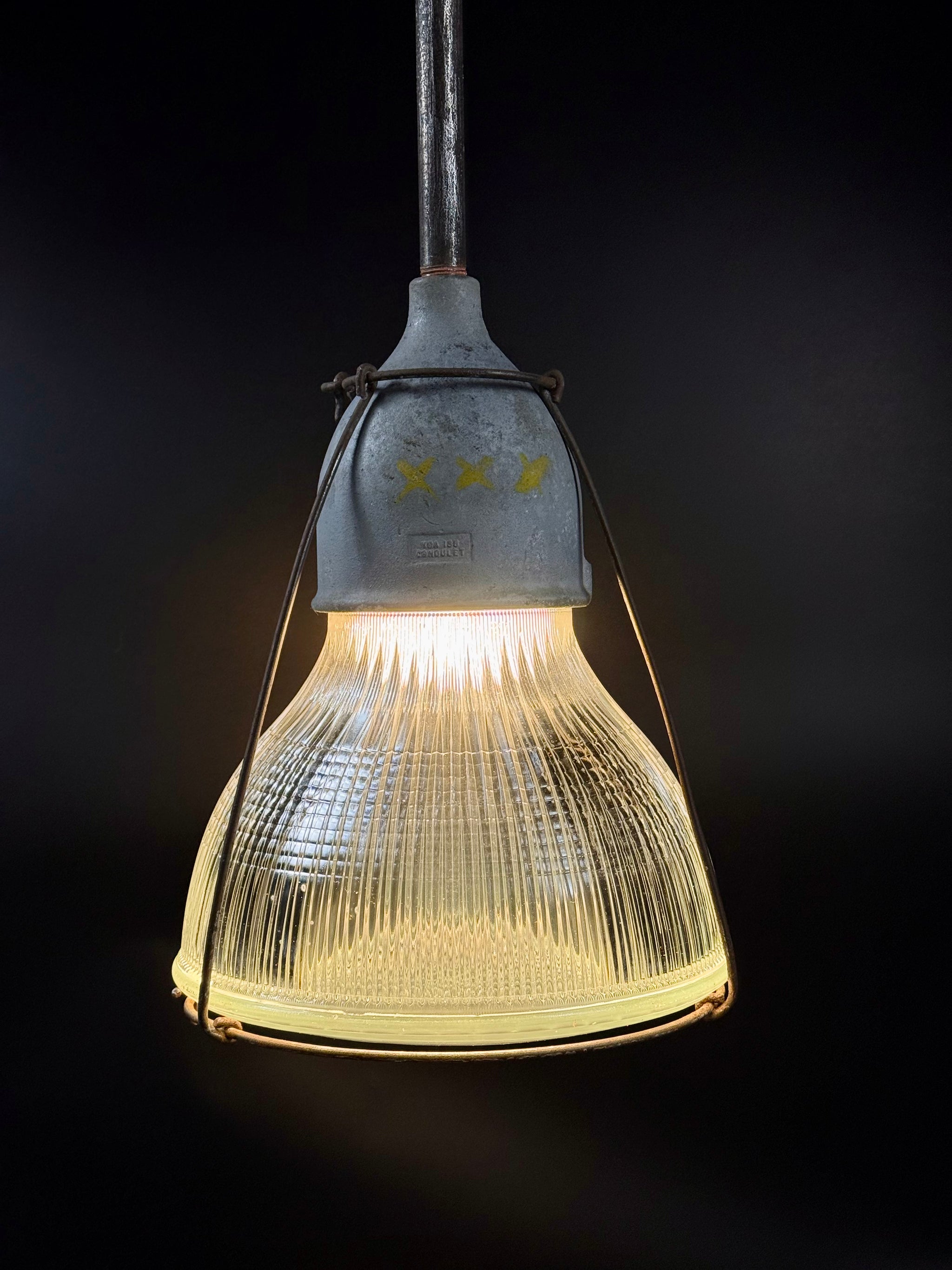 Vintage Crouse Hinds Holophane Light Fixture Pendant