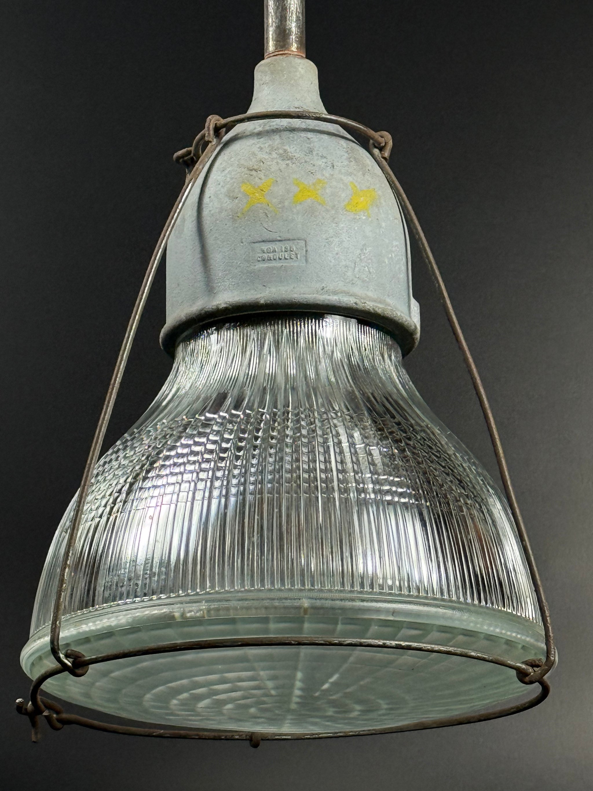 Vintage Crouse Hinds Holophane Light Fixture Pendant