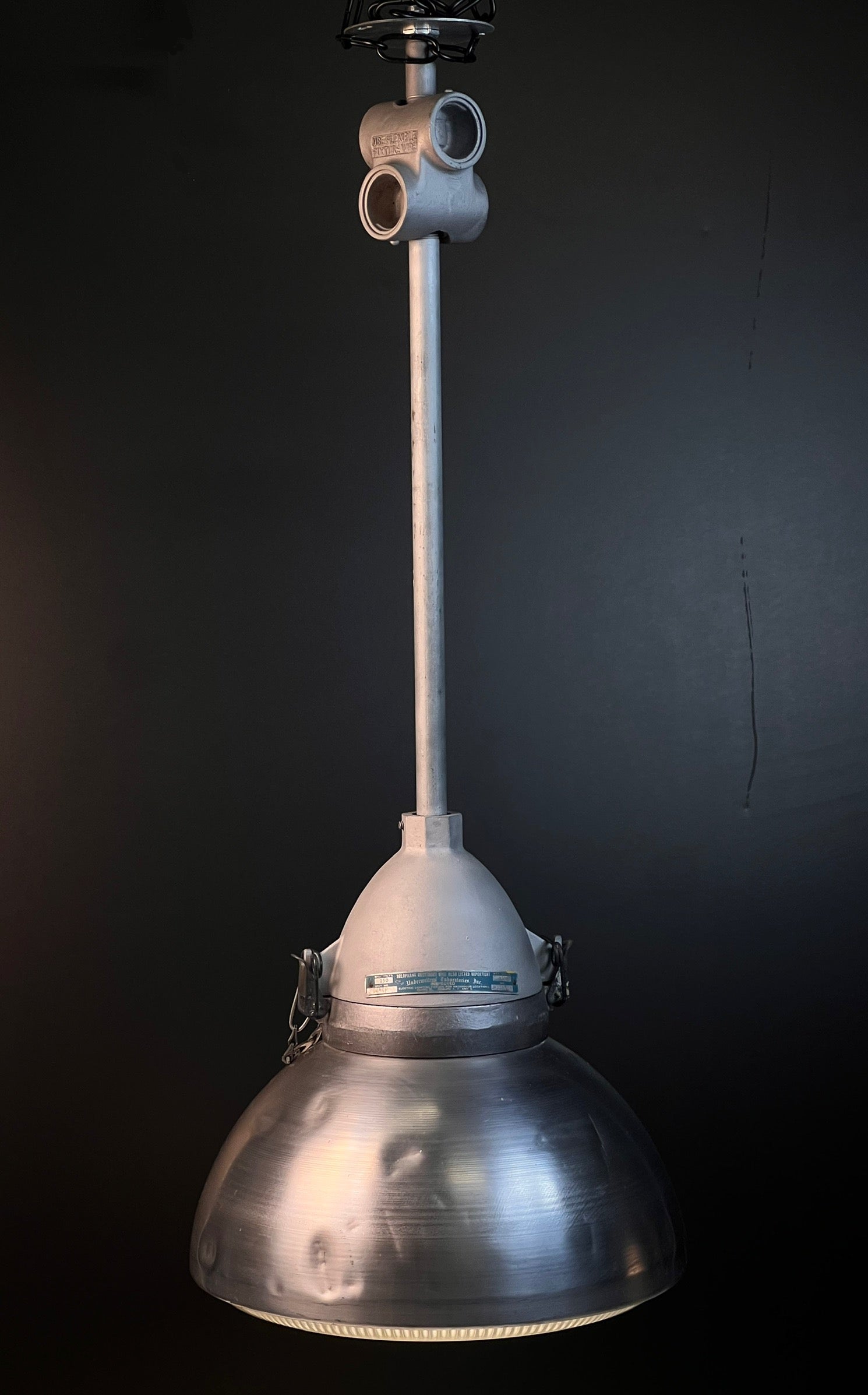 Vintage Holophane Dust Tight Light Fixture Pendant 