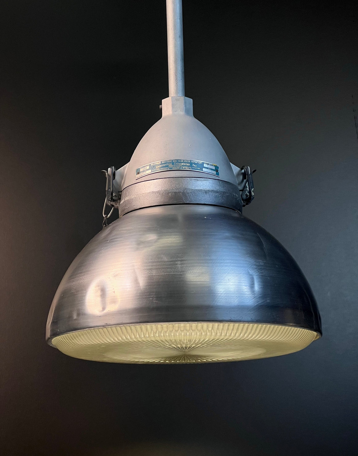 Vintage Holophane Dust Tight Light Fixture Pendant 