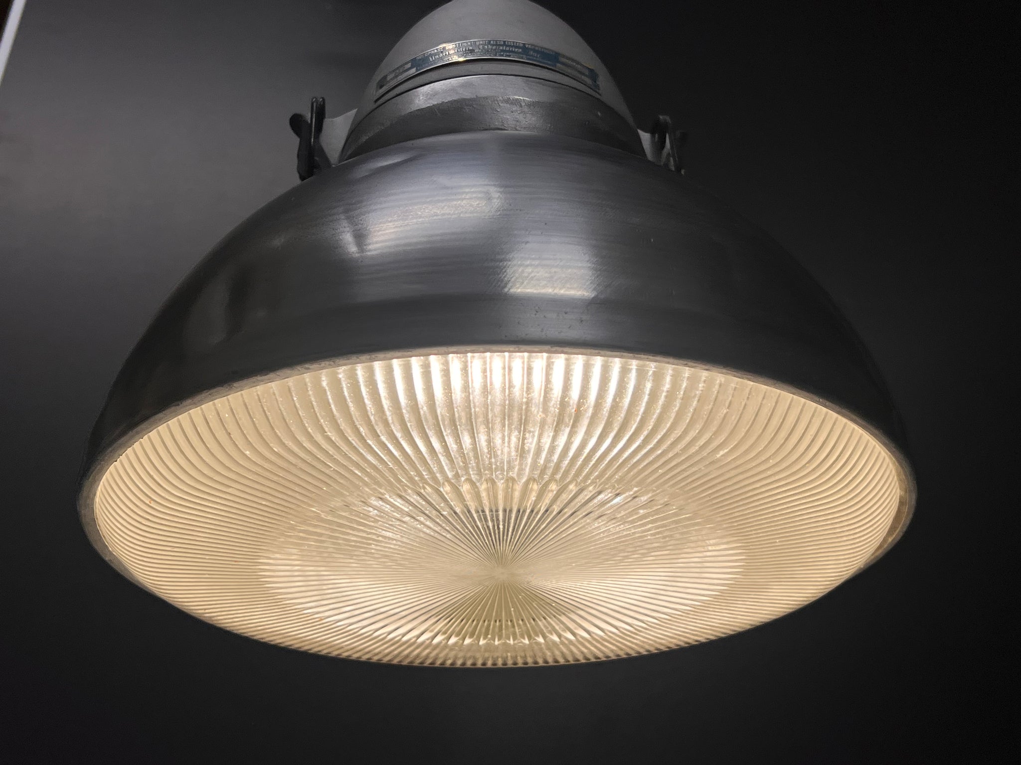 Vintage Holophane Dust Tight Light Fixture Pendant 