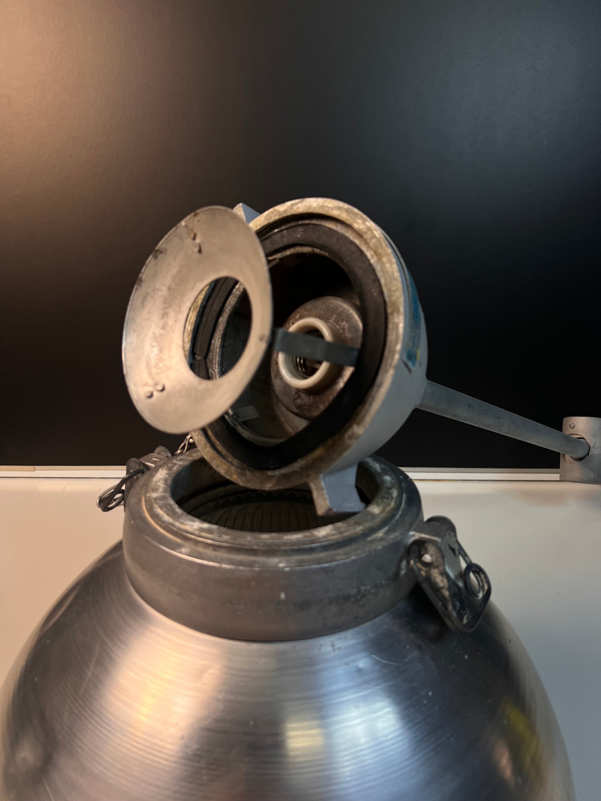 Vintage Holophane Dust Tight Light Fixture Pendant 