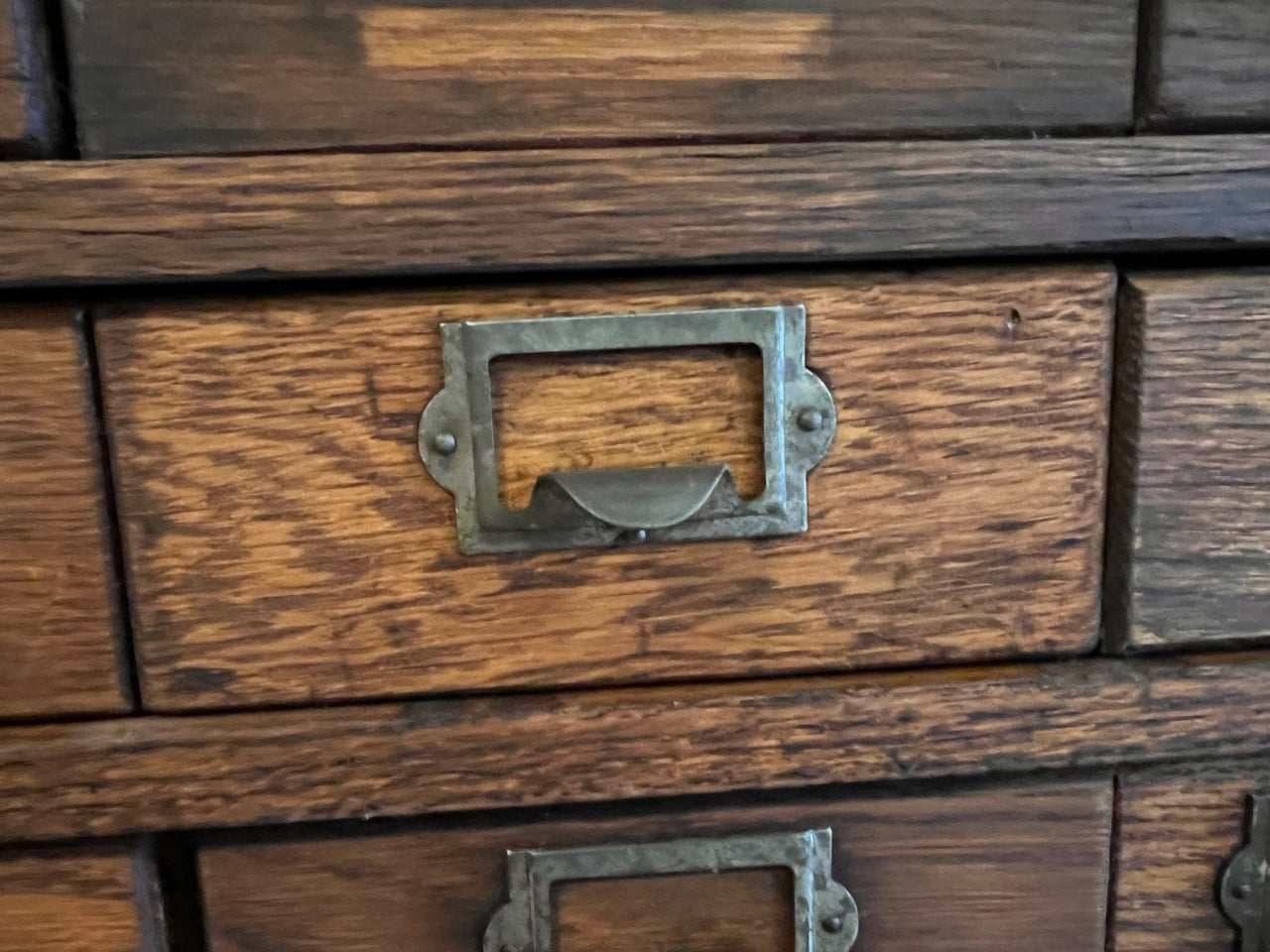 Antique Oak Library Card File Cabinet Table Stand W/Hairpin Legs  7217793499197
