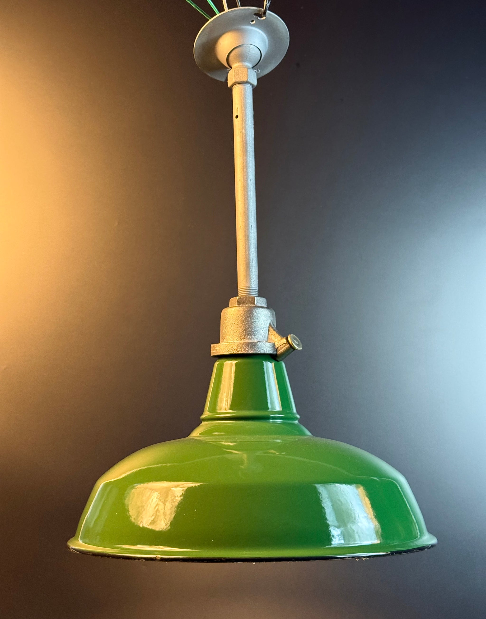 Vintage porcelain enamel barn, light fixture