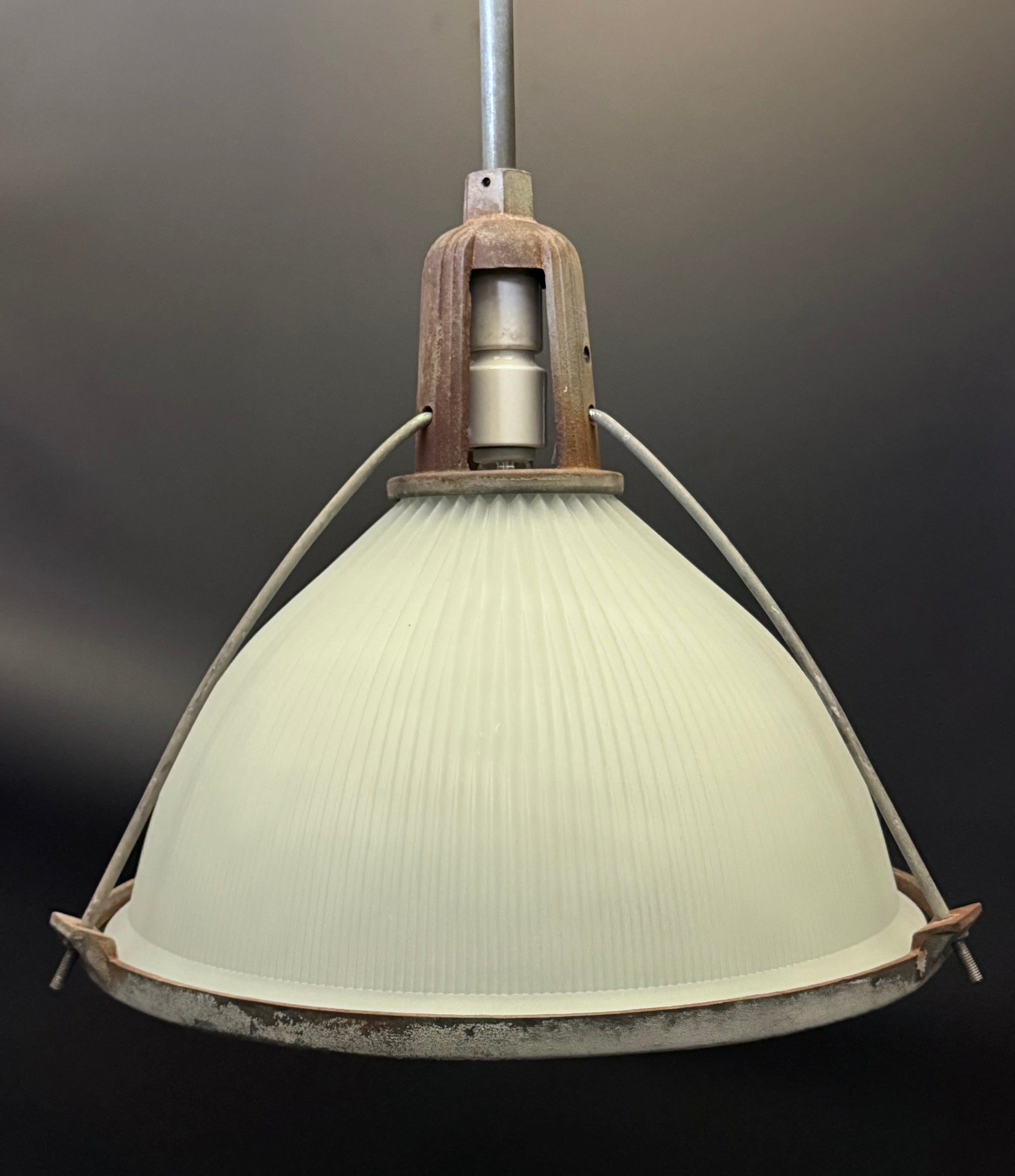 large vintage industrial holophane light fixture