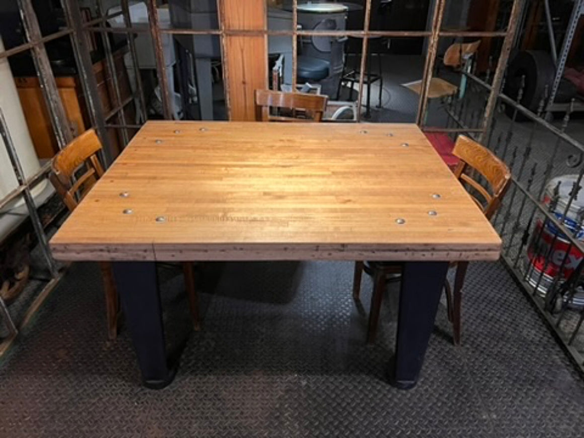 Industrial Cast Leg Table with Maple Top