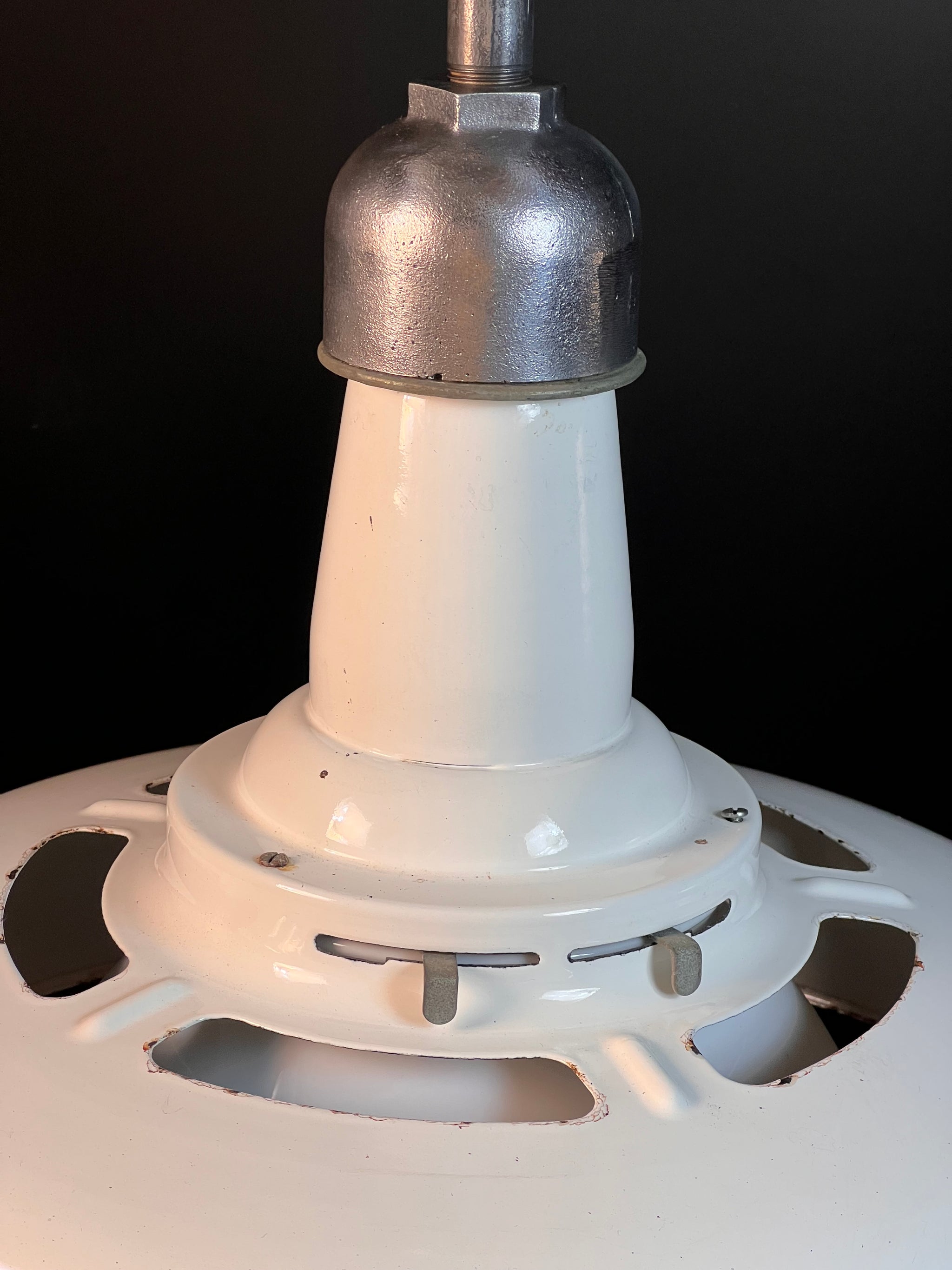 vintage white porcelain enamel industrial  light 