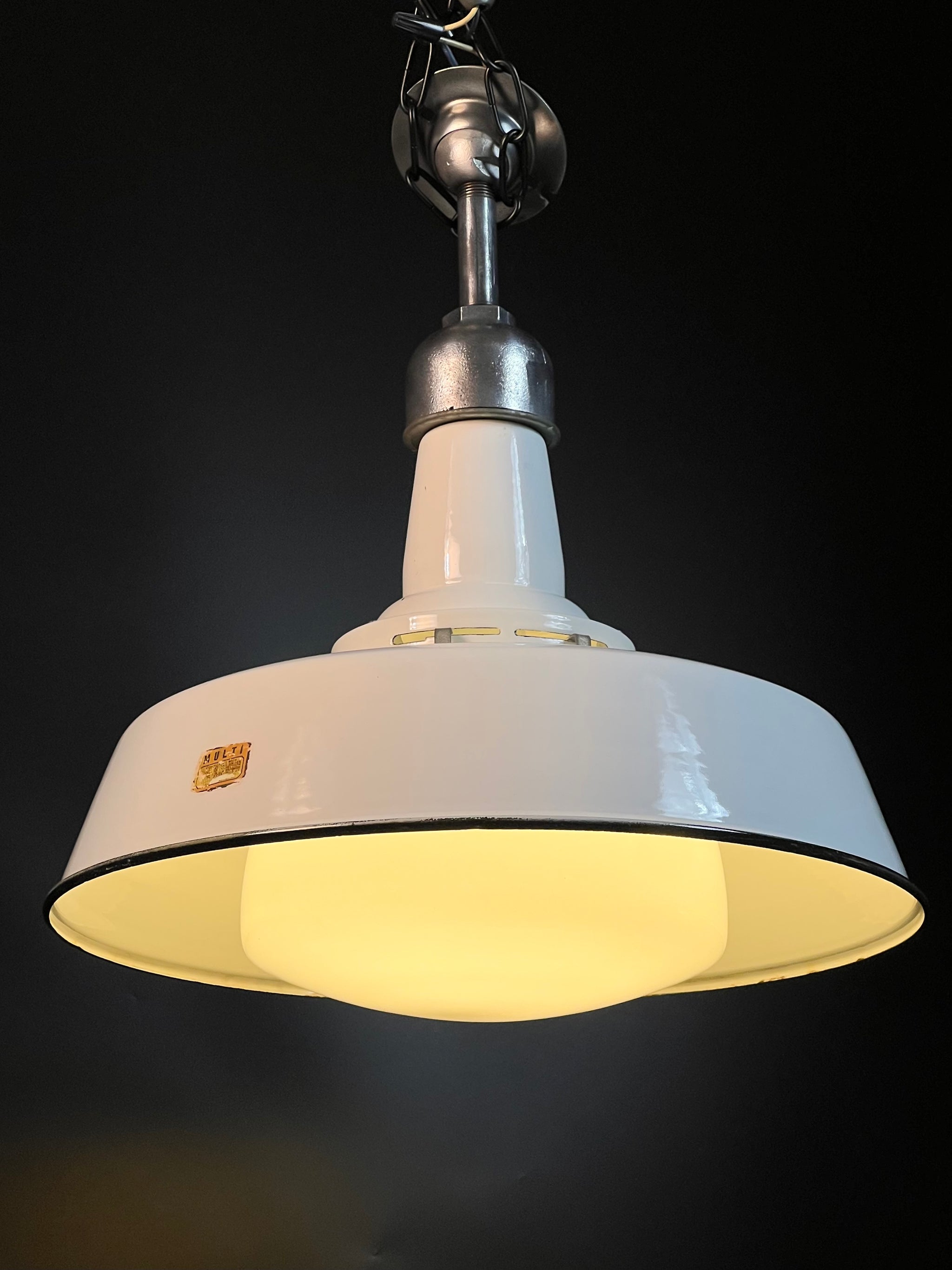 vintage white porcelain enamel industrial  light 