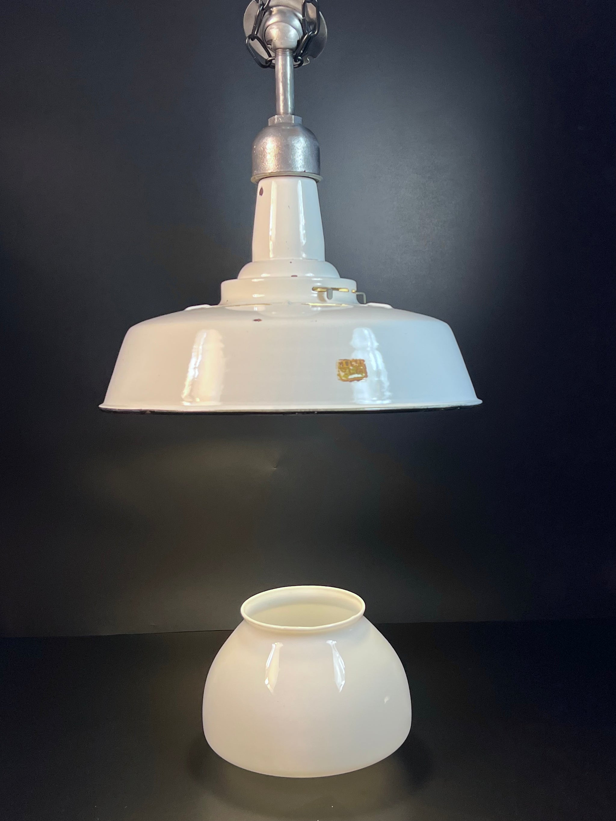 vintage white porcelain enamel industrial  light 