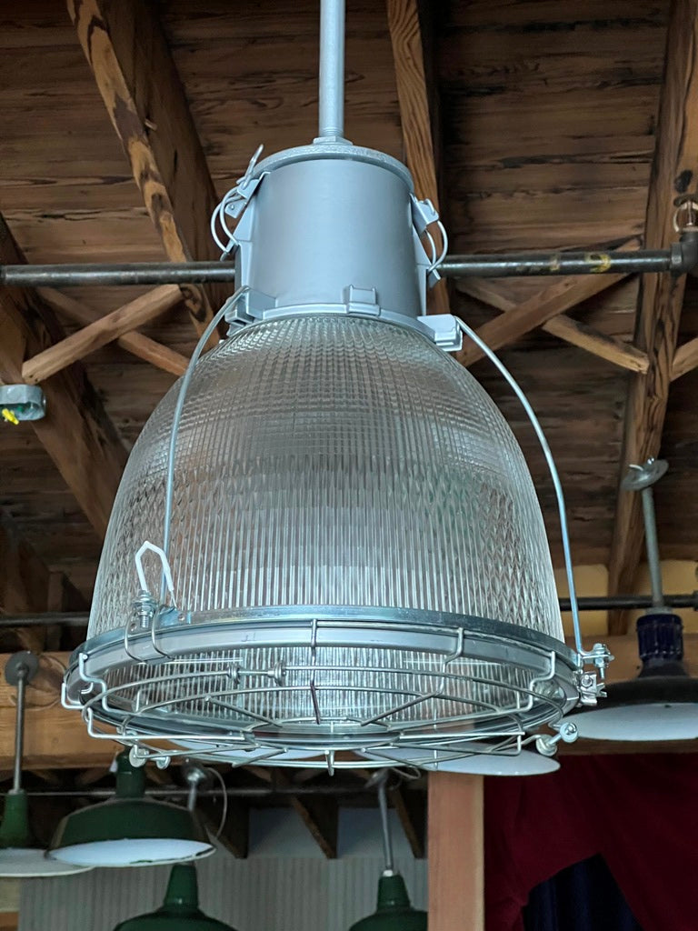 vintage industrial holphane light fixture