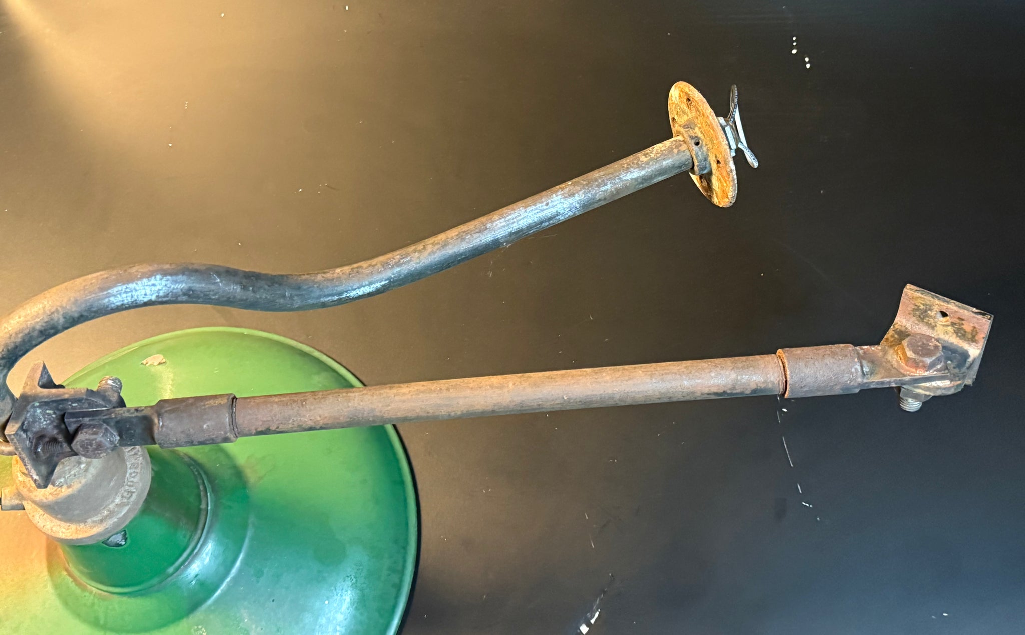 Antique Goodrich Porcelain Enamel Barn Goose Neck Industrial Light Fixture 