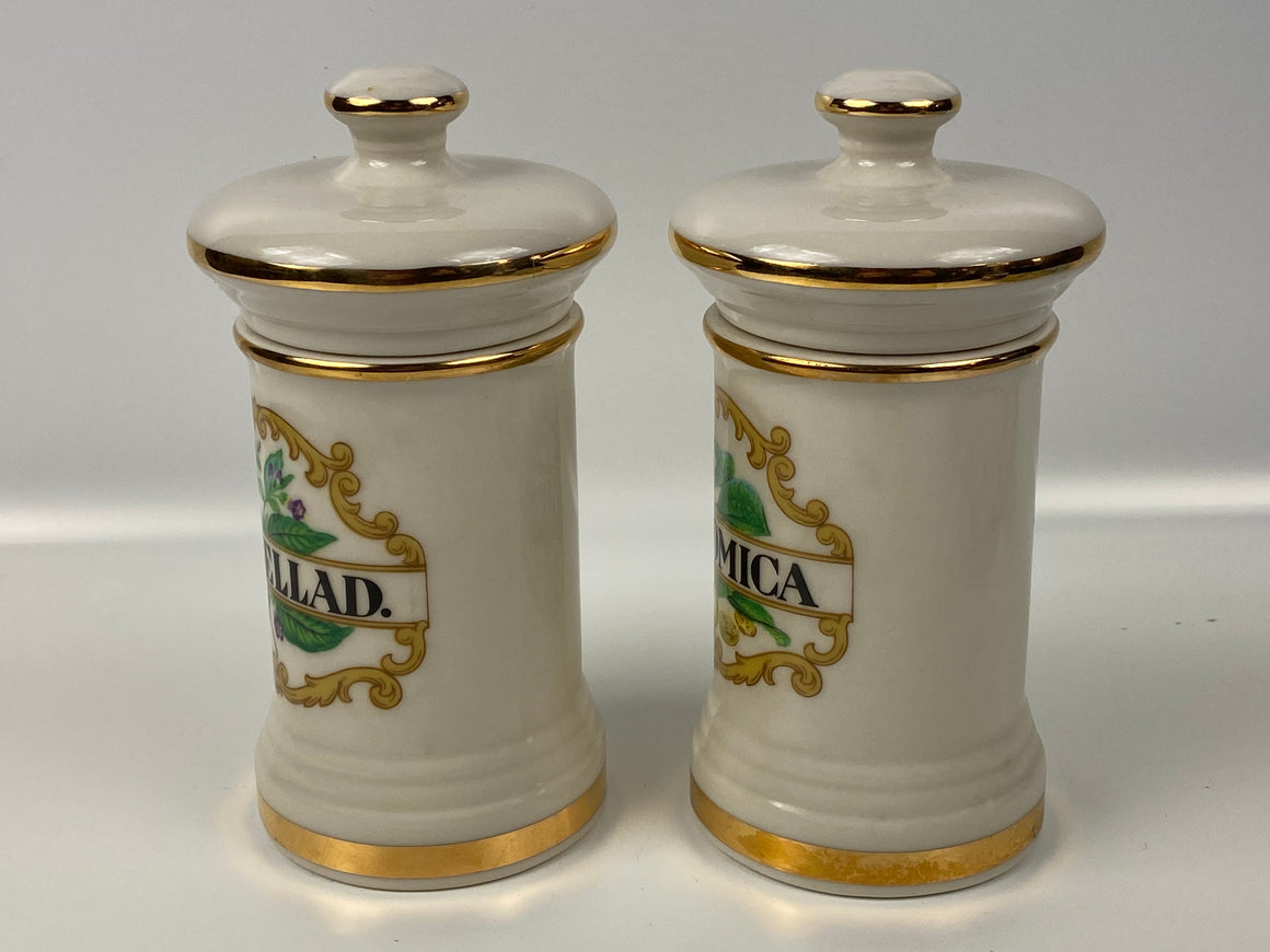 Vintage Apothecary Jars Fol.Bellad & Nuxvomica 