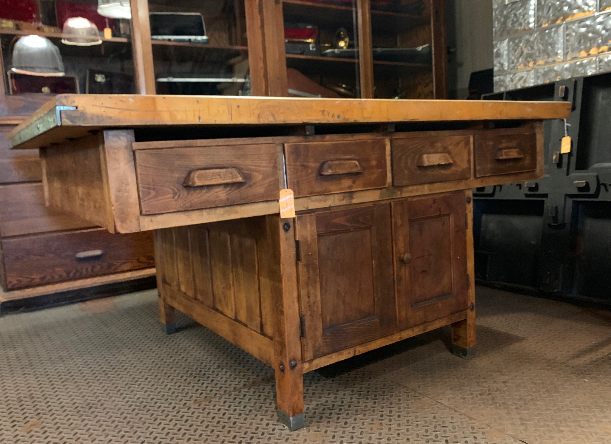 antique workbench kitchen island