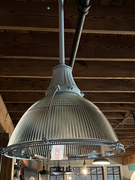 Industrial Glass Large 22” Diameter Holophane Style Light Pendant