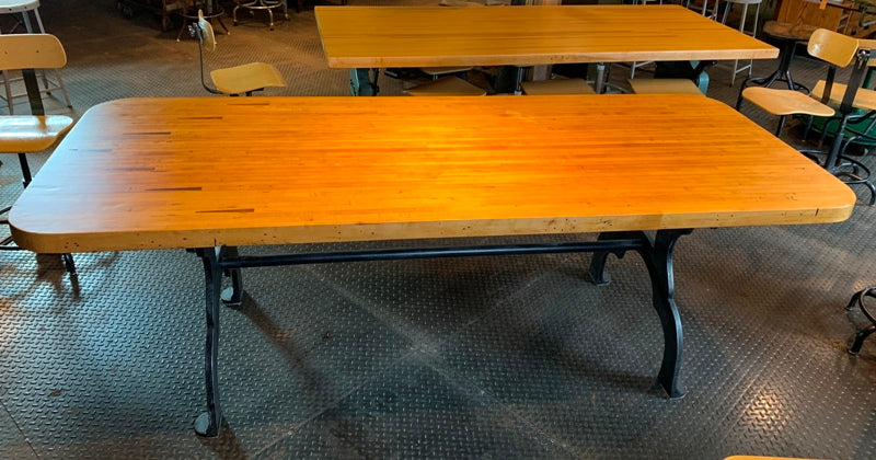 Industrial Cast Iron Leg Table W/8 Stools Re-purposed 1512471822397