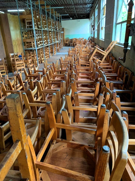 Vintage school discount chairs for sale